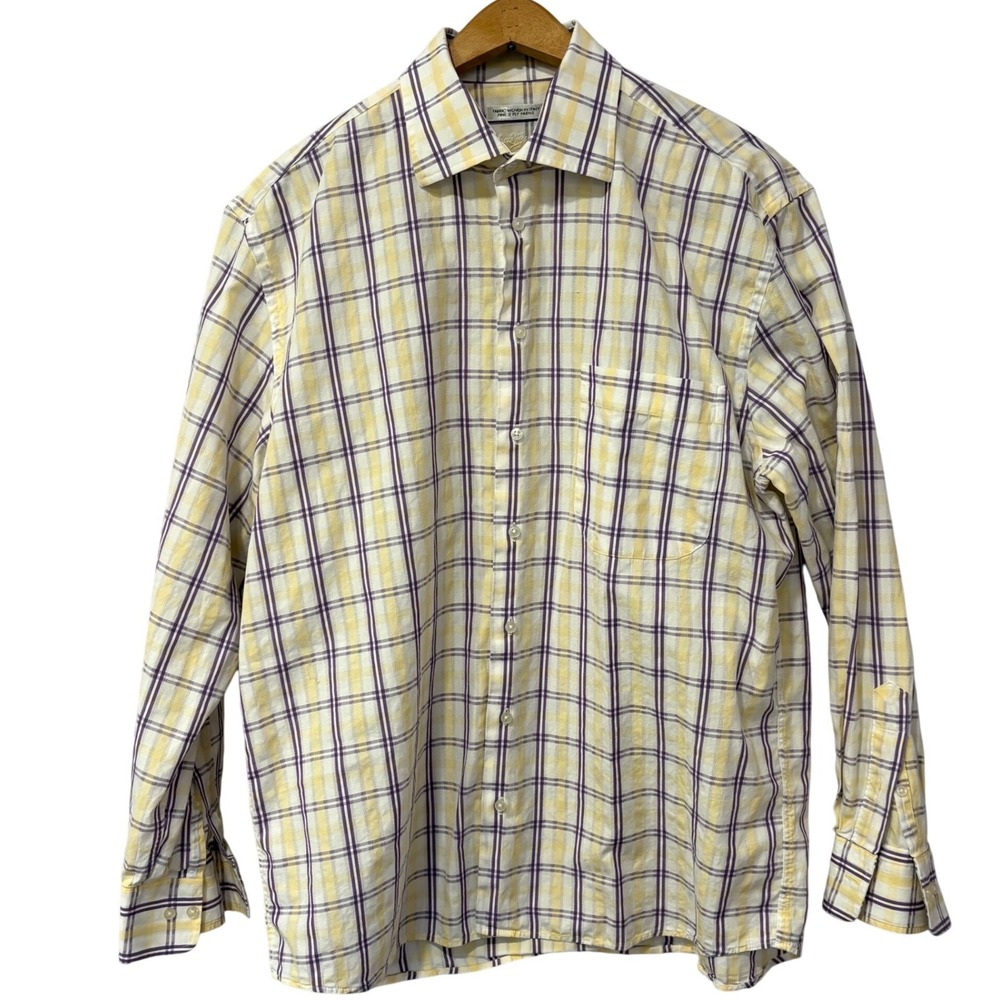 Jack Nicklaus Signature Italian Fabric Plaid Shirt L Made in Canada Preppy